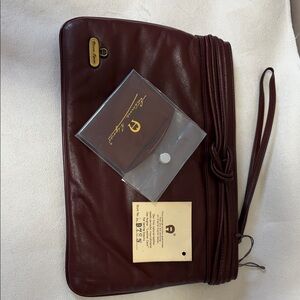 Etienne Aigner Leather Wristlet Clutch - Brown